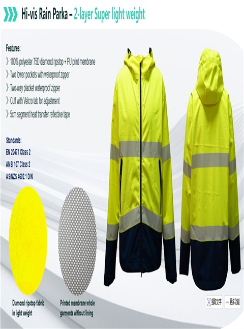 Hi-vis Rain Parka – 2-layer Super light weight