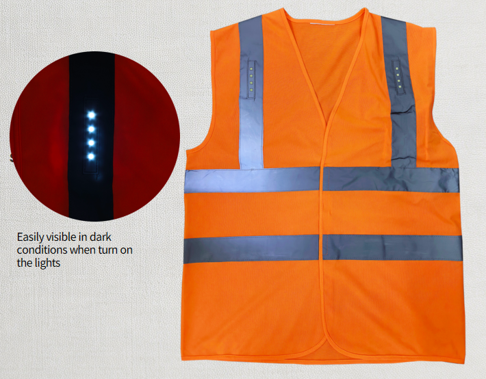Hi-vis Safety Vest – with light on reflective tape v1
