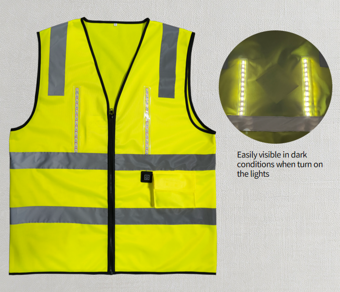 Hi-vis Safety Vest – with light at front and back V2